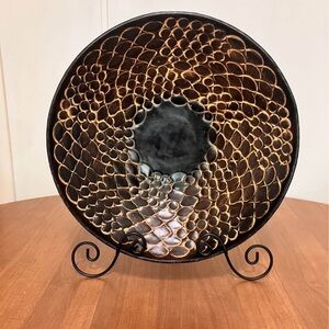 Vintage Brown Metal Hand Crafted Hammered Decorative Round Bowl Made In India.